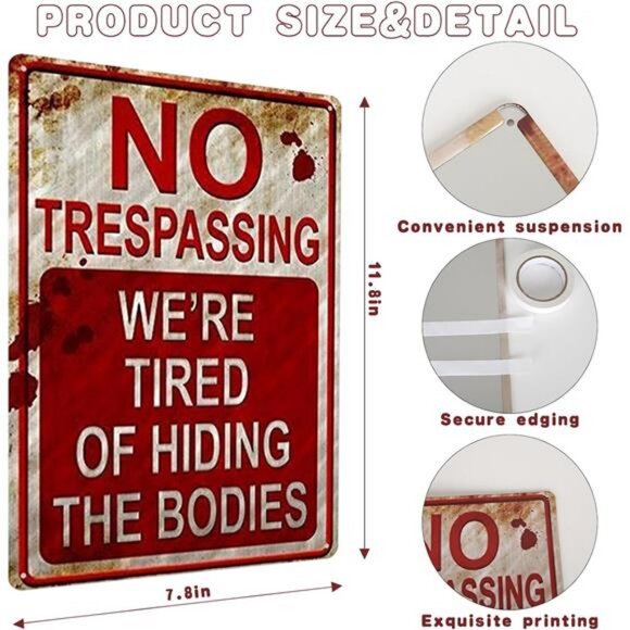 3 PCS Retro Halloween Decor Indoor&Outdoor Warning Signs No Trespassing - Picture 3 of 8